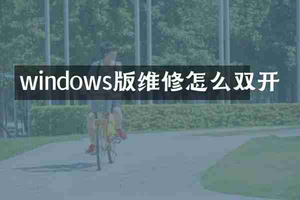 windows版维修怎么双开