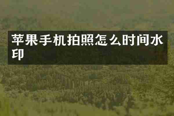 苹果手机拍照怎么时间水印