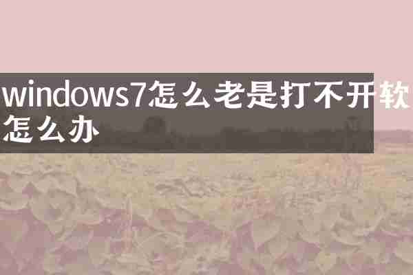 windows7怎么老是打不开软件怎么办