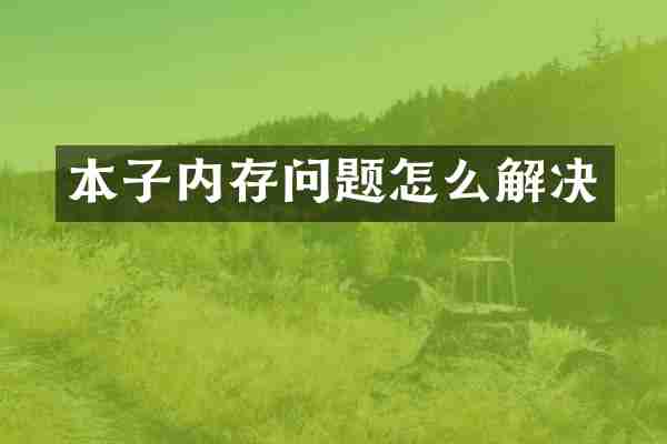本子内存问题怎么解决