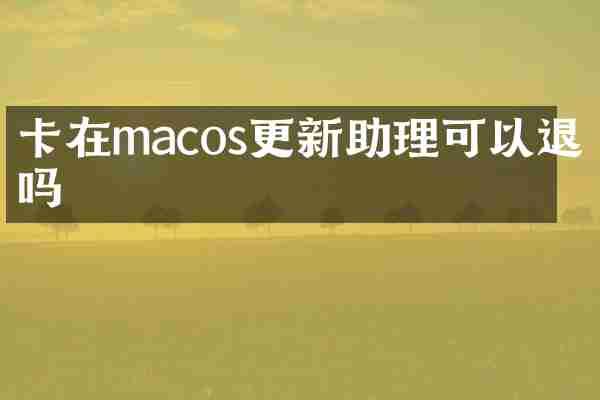 卡在macos更新助理可以退出吗