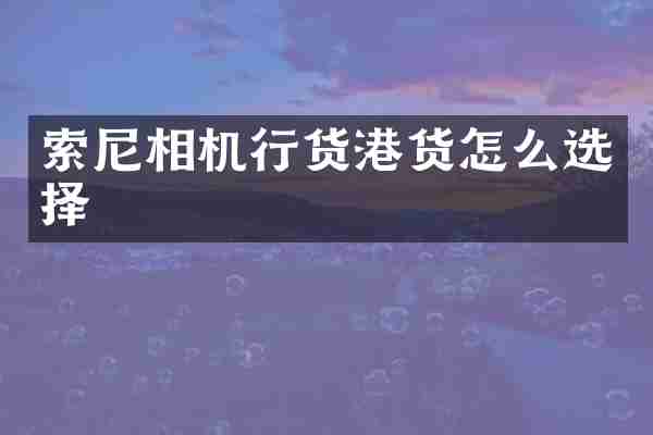 索尼相机行货港货怎么选择