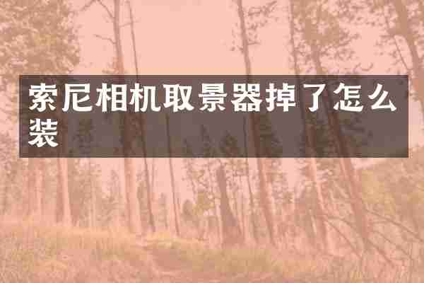 索尼相机取景器掉了怎么装