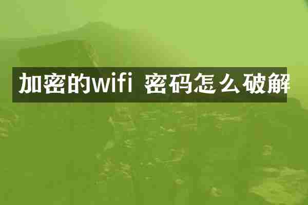 加密的wifi 密码怎么破解