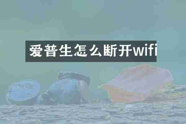 爱普生怎么断开wifi