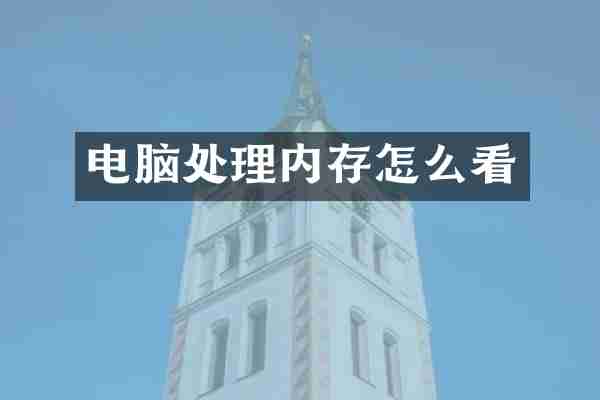 电脑处理内存怎么看