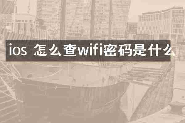 ios 怎么查wifi密码是什么