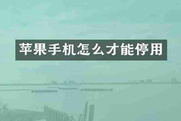 苹果手机怎么才能停用