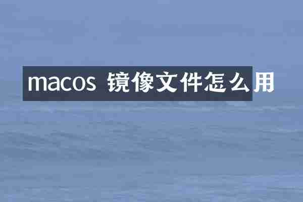 macos 镜像文件怎么用