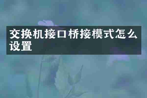 交换机接口桥接模式怎么设置