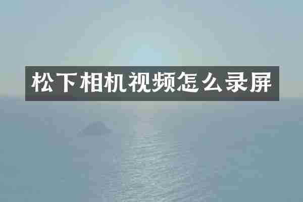 松下相机视频怎么录屏