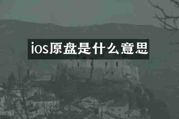 ios原盘是什么意思