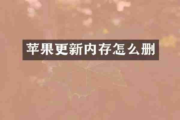 苹果更新内存怎么删