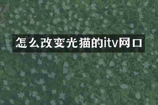 怎么改变光猫的itv网口