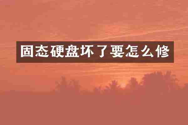 固态硬盘坏了要怎么修