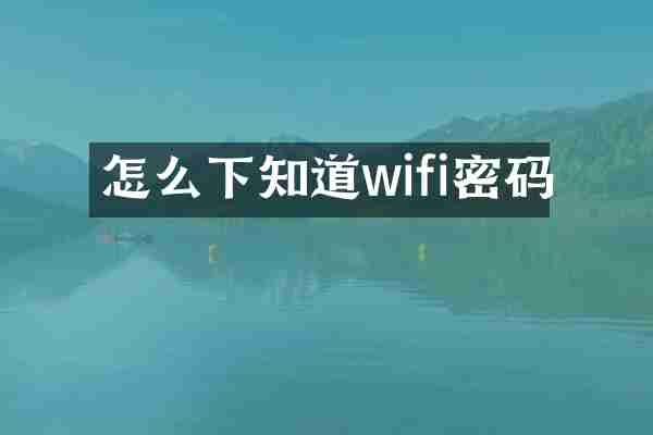 怎么下知道wifi密码