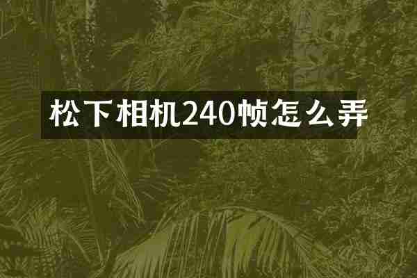 松下相机240帧怎么弄