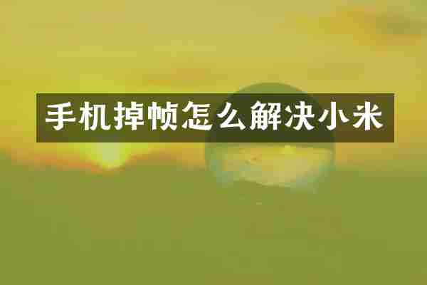 手机掉帧怎么解决小米