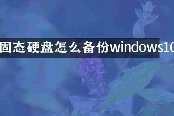 固态硬盘怎么备份windows10