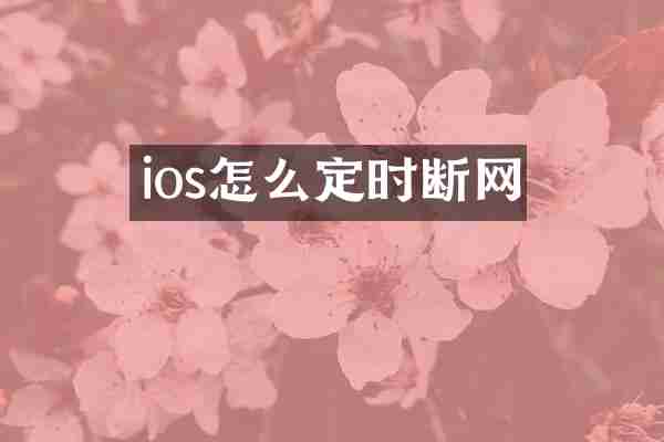 ios怎么定时断网