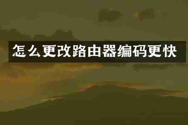 怎么更改路由器编码更快