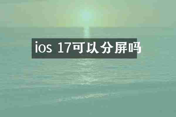ios 17可以分屏吗