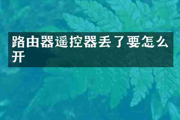 路由器遥控器丢了要怎么开