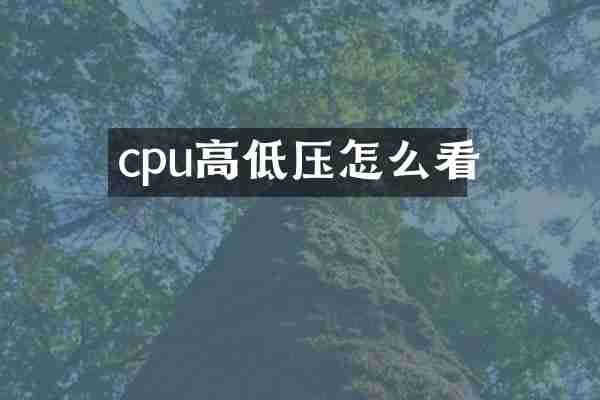 cpu高低压怎么看