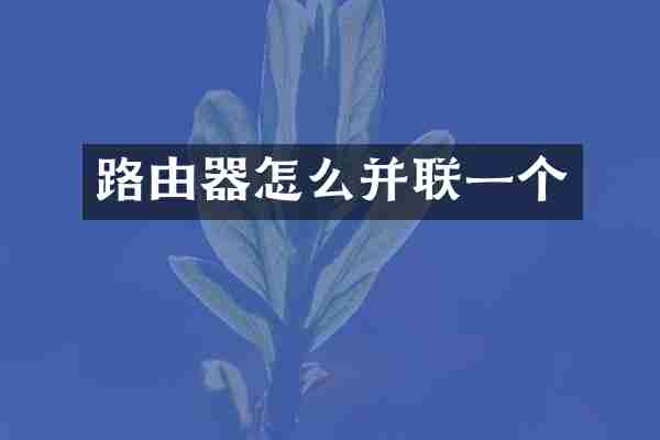 路由器怎么并联一个
