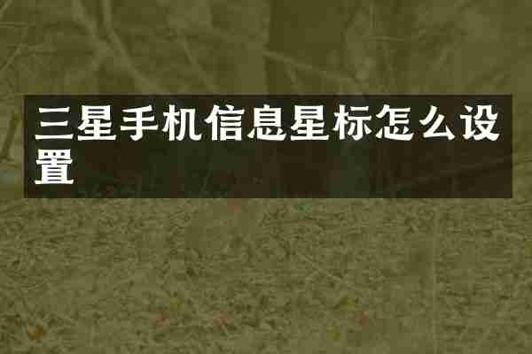 三星手机信息星标怎么设置