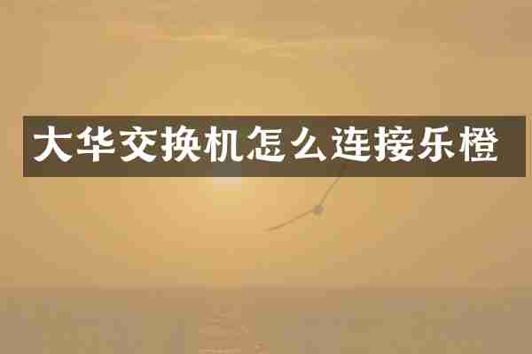 大华交换机怎么连接乐橙