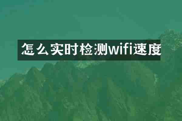 怎么实时检测wifi速度