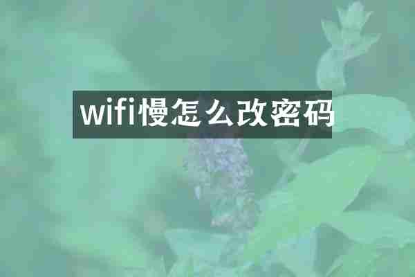 wifi慢怎么改密码