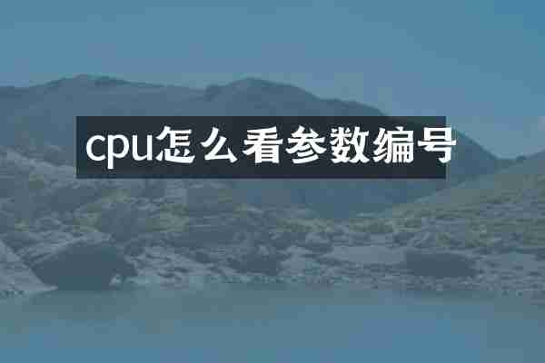 cpu怎么看参数编号