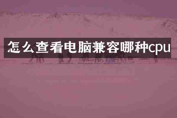怎么查看电脑兼容哪种cpu