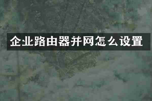 企业路由器并网怎么设置