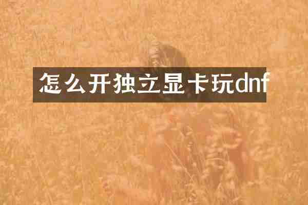 怎么开独立显卡玩dnf