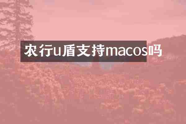 农行u盾支持macos吗