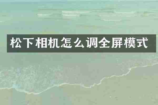 松下相机怎么调全屏模式