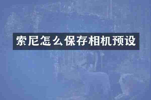 怎么保存相机预设