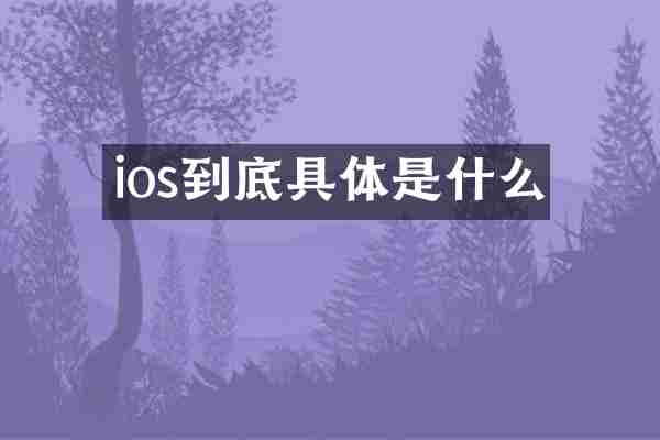 ios到底具体是什么