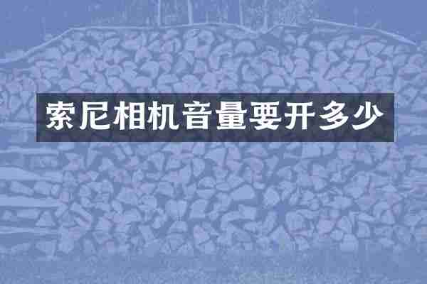 索尼相机音量要开多少