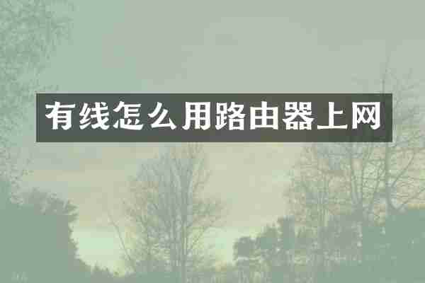有线怎么用路由器上网