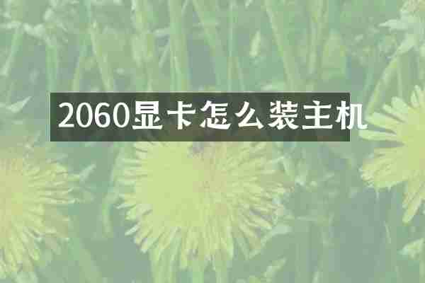 2060显卡怎么装主机