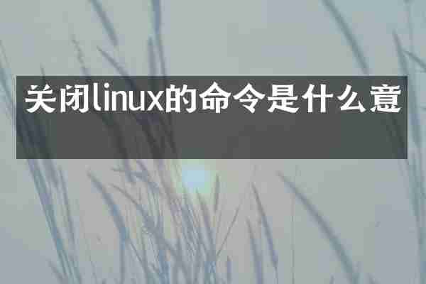 关闭linux的命令是什么意思
