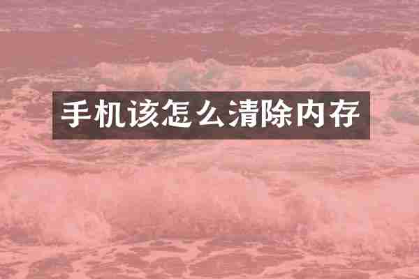手机该怎么清除内存