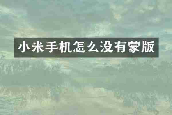小米手机怎么没有蒙版