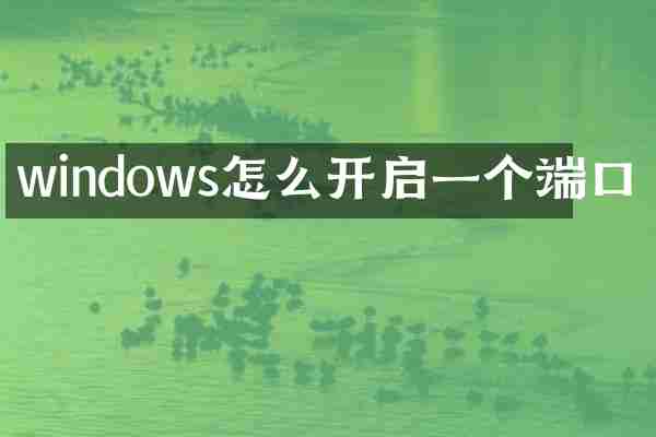 windows怎么开启一个端口