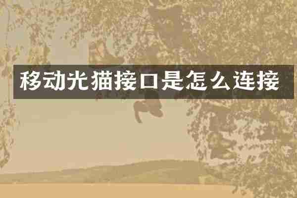 移动光猫接口是怎么连接