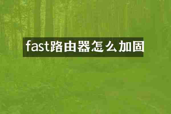fast路由器怎么加固